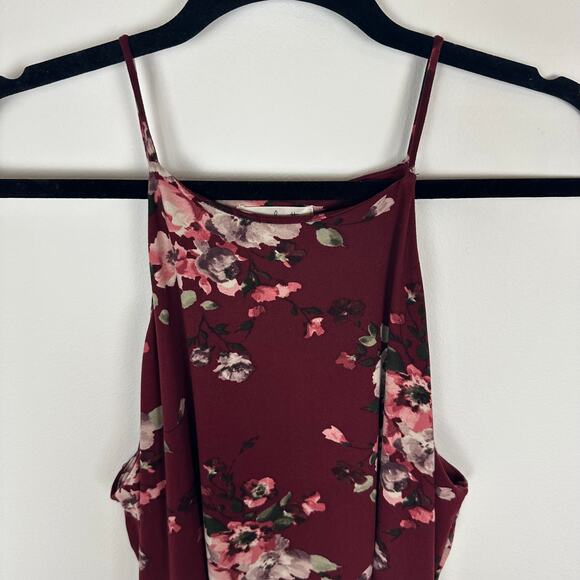 Nina Britton Spaghetti Strap Sleeveless Floral Mini Shift Burgundy Dress Large - Picture 3 of 10